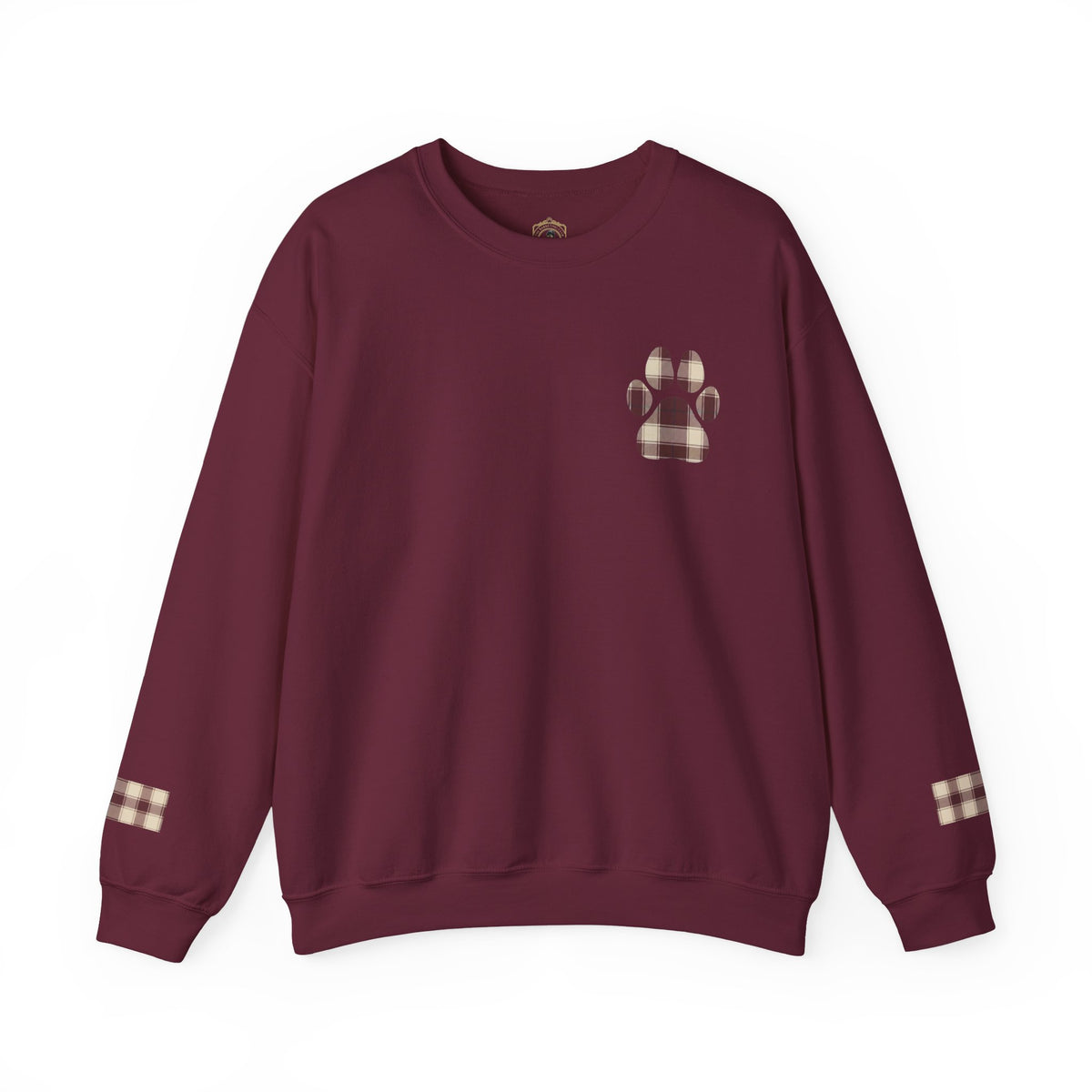 Plaid Paw Print Sweatshirt | Maroon | Country Estate Collection
