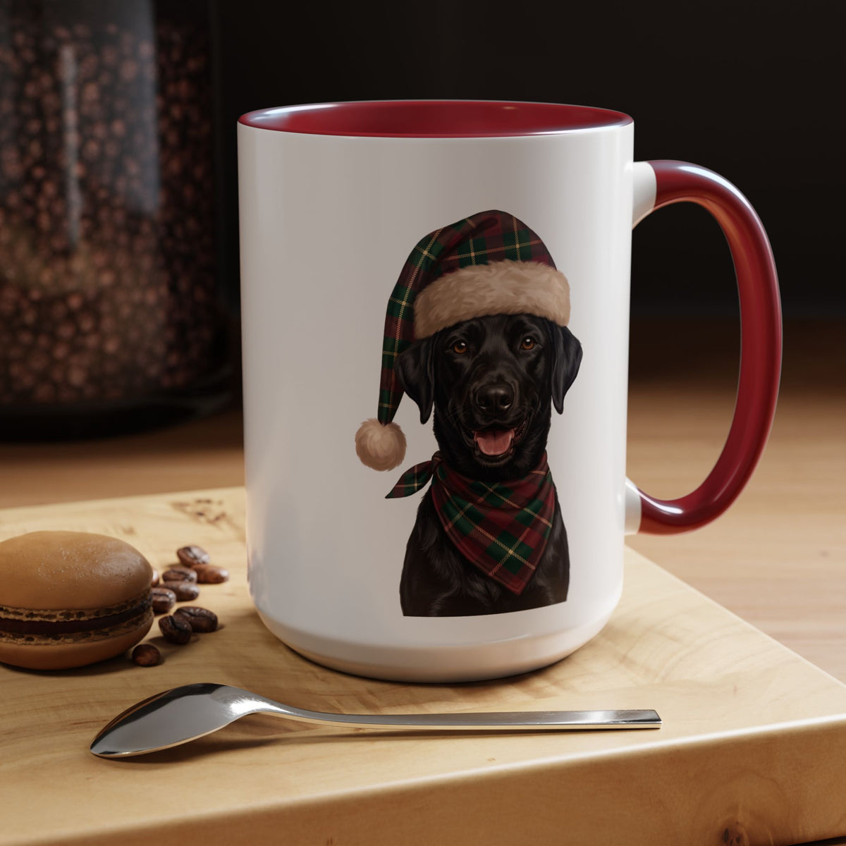 Black Lab Holiday Mug | Maroon | 15oz