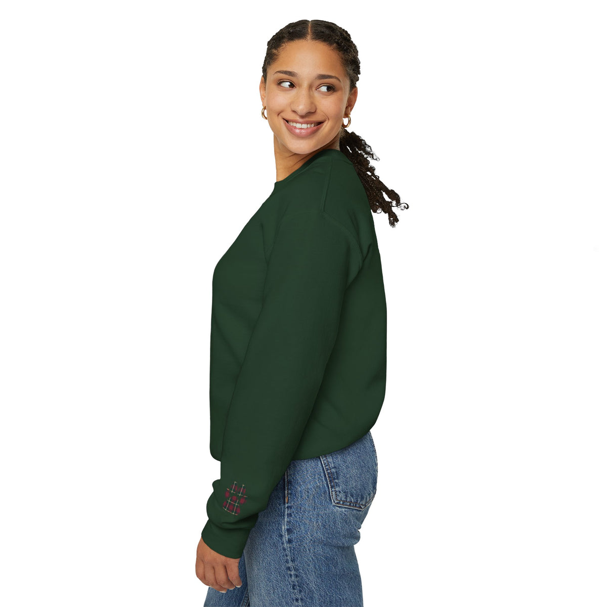 Bernedoodle Holiday Portrait Sweatshirt | Forest Green | Garnet