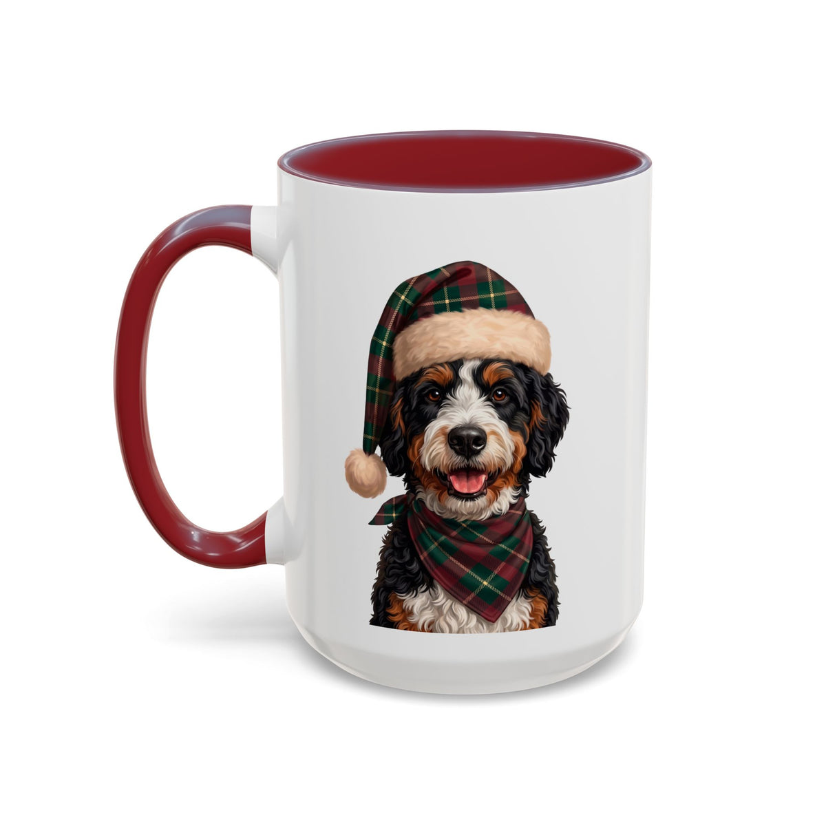 Bernedoodle Holiday Mug | Maroon | 15oz