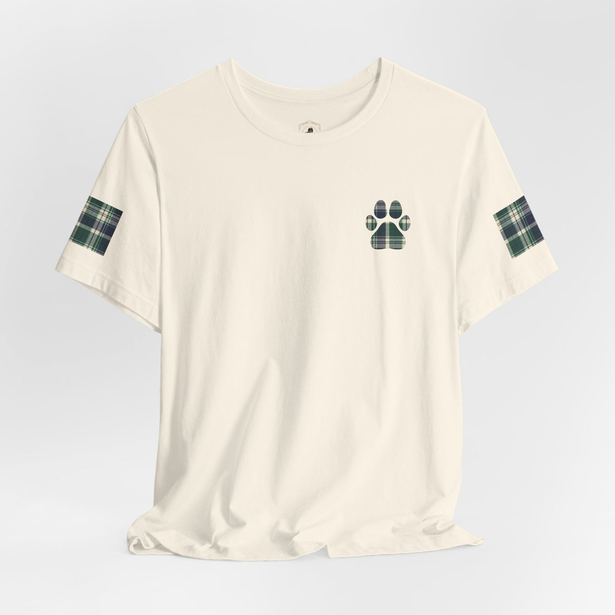 Country Estate Plaid Paw Print Tee | Navy and Natural