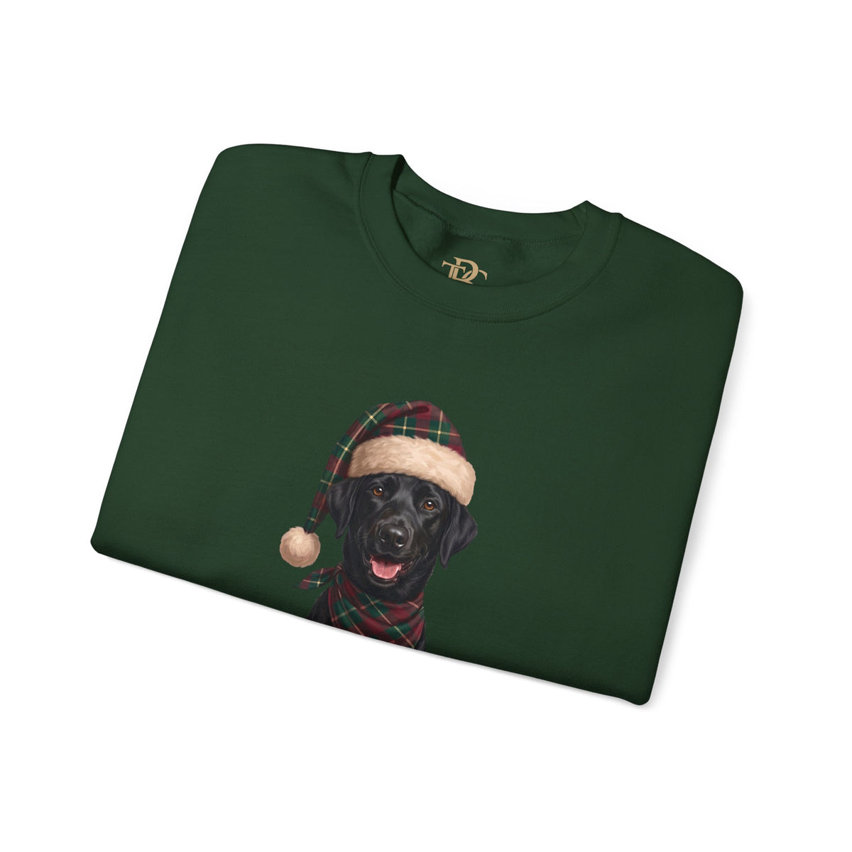 Black Labrador Holiday Portrait Sweatshirt | Forest Green | Garnet