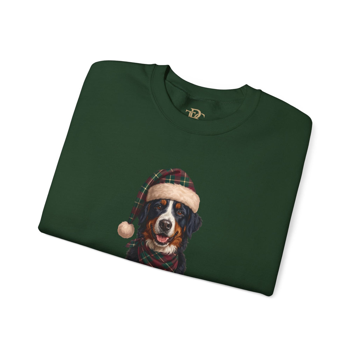 Bernese Mountain Dog Holiday Sweatshirt | Forest Green | Garnet