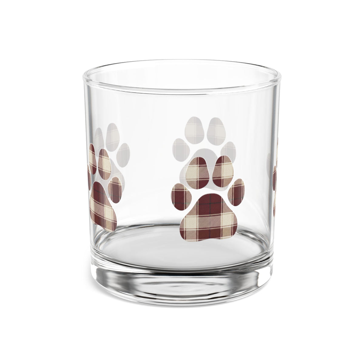 Paw Print Rocks Glass | Maroon | Country Estate Collection