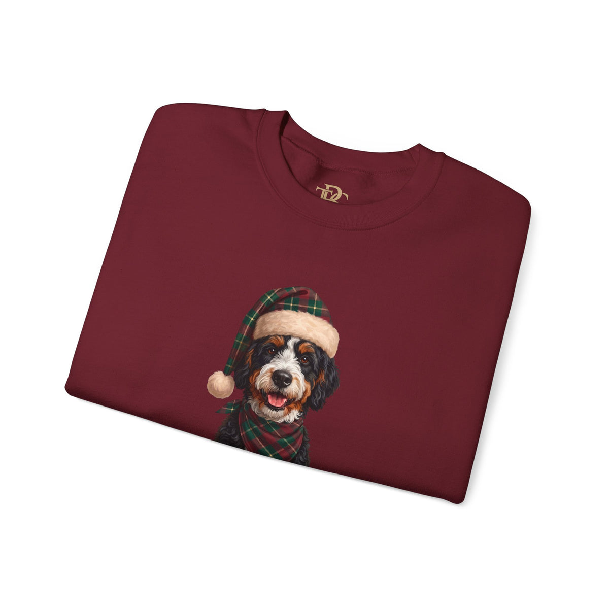 Bernedoodle Holiday Portrait Sweatshirt | Forest Green | Garnet