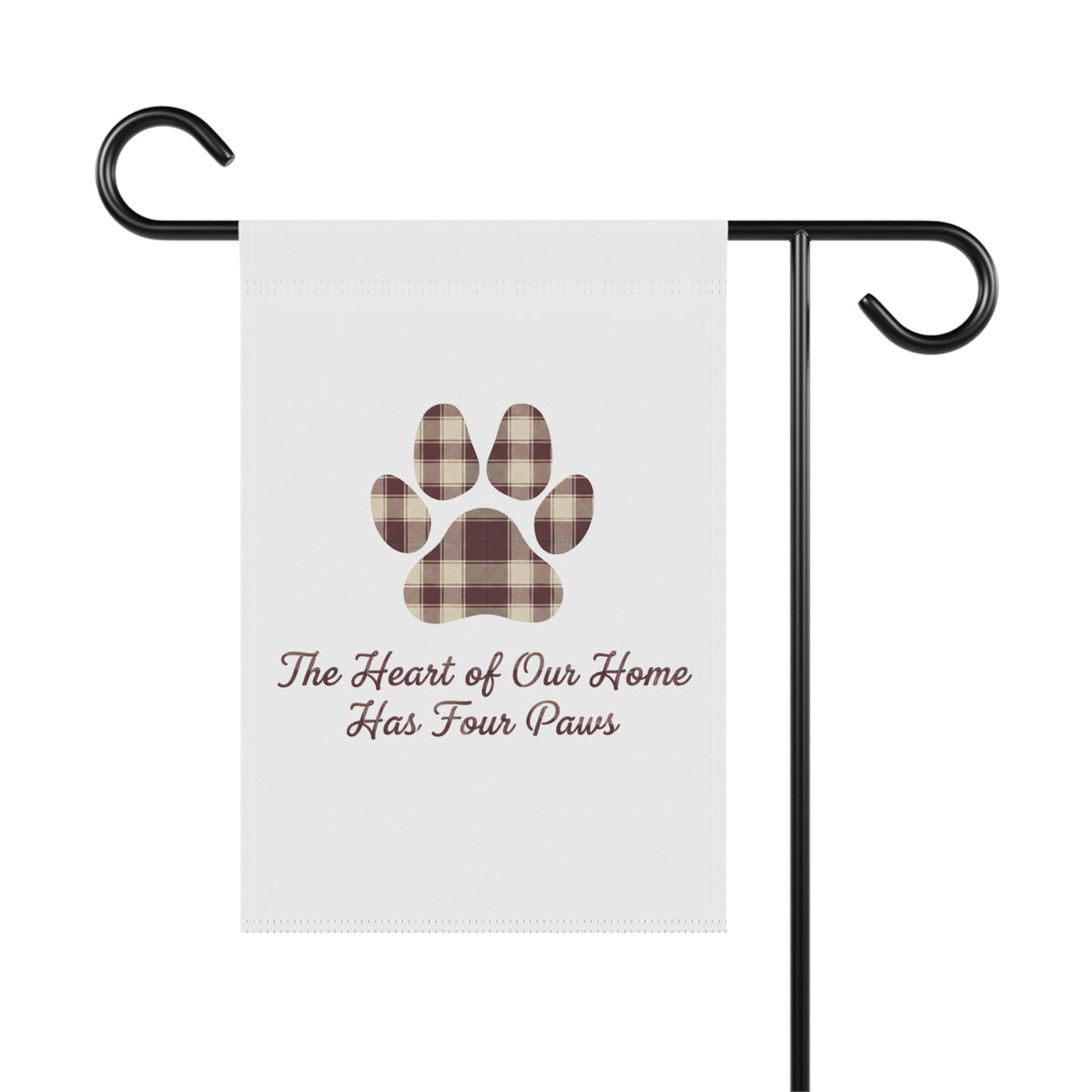 Plaid Paw Print Garden Flag | Maroon | Country Estate Collection