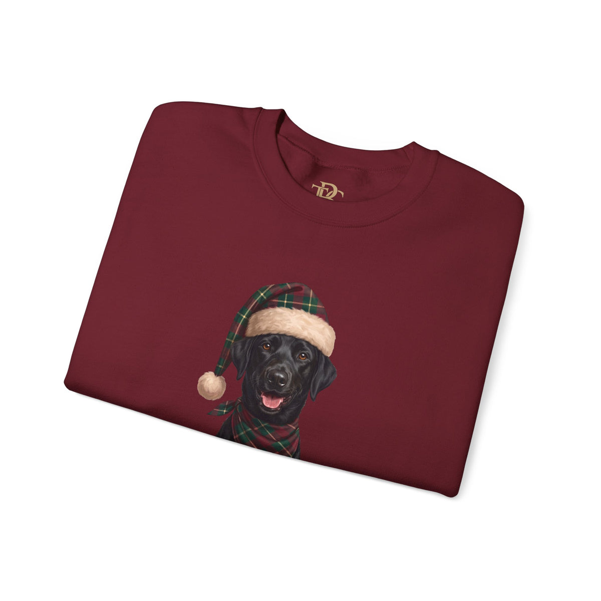 Black Labrador Holiday Portrait Sweatshirt | Forest Green | Garnet