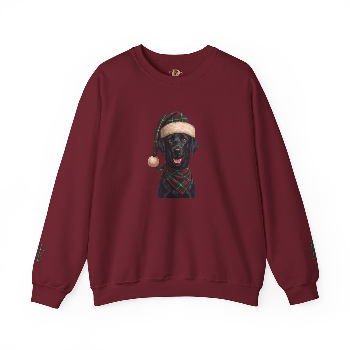 Black Labrador Holiday Portrait Sweatshirt | Forest Green | Garnet