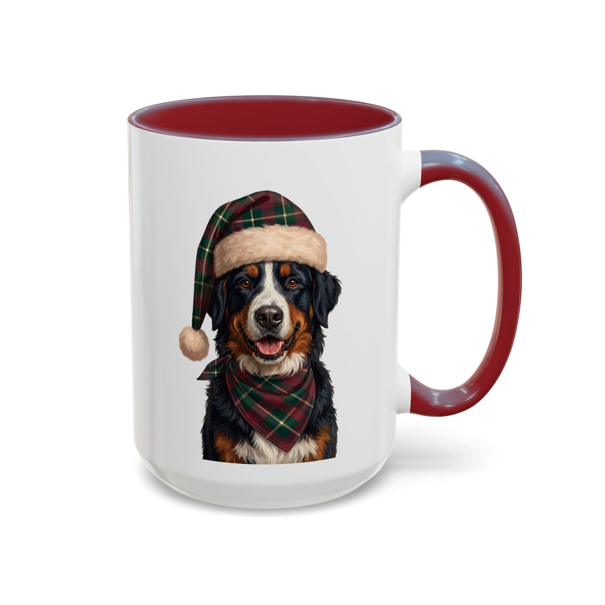 Bernese Mountain Dog Holiday Mug | Maroon | 15oz