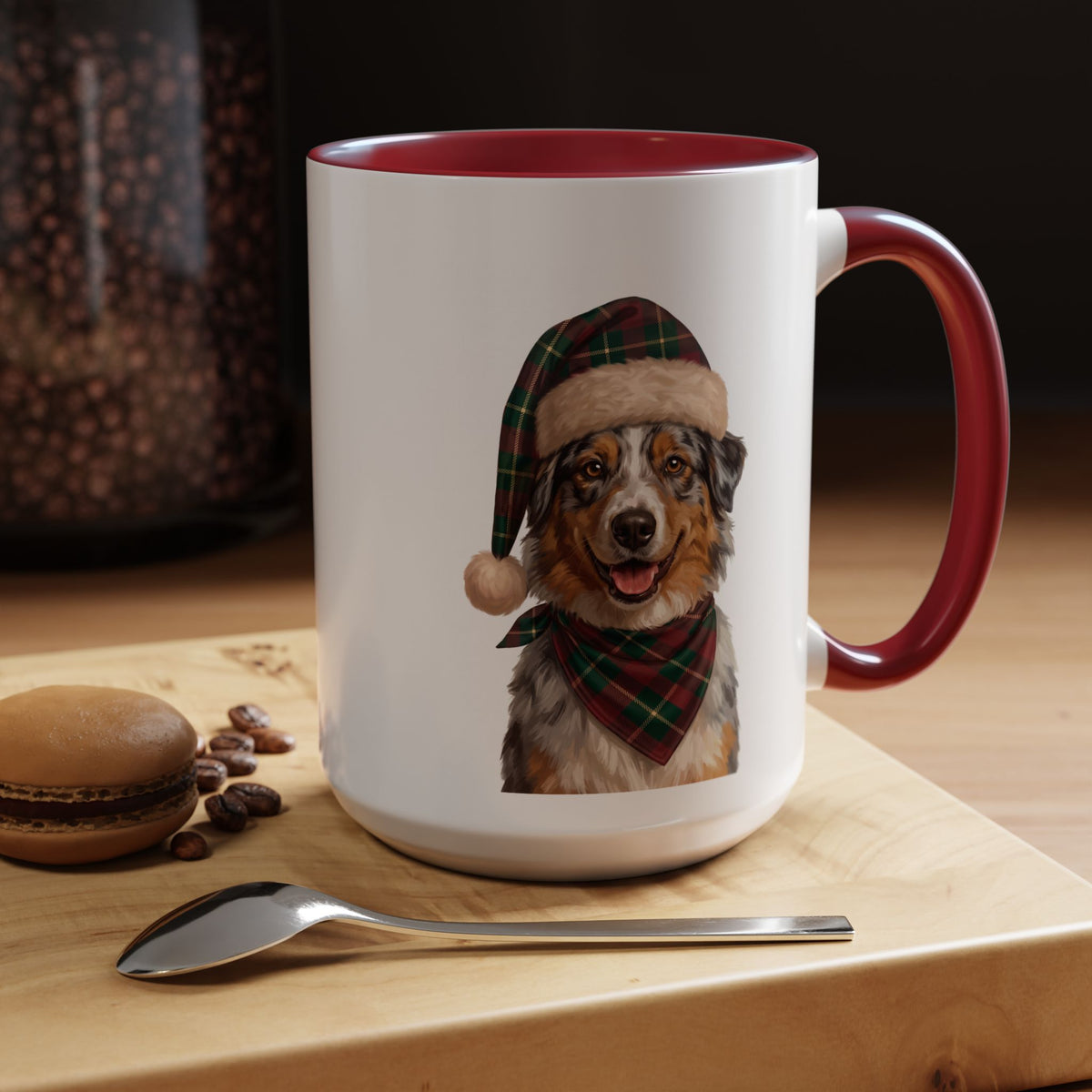 Australian Shepherd Holiday Mug | Maroon | 15oz