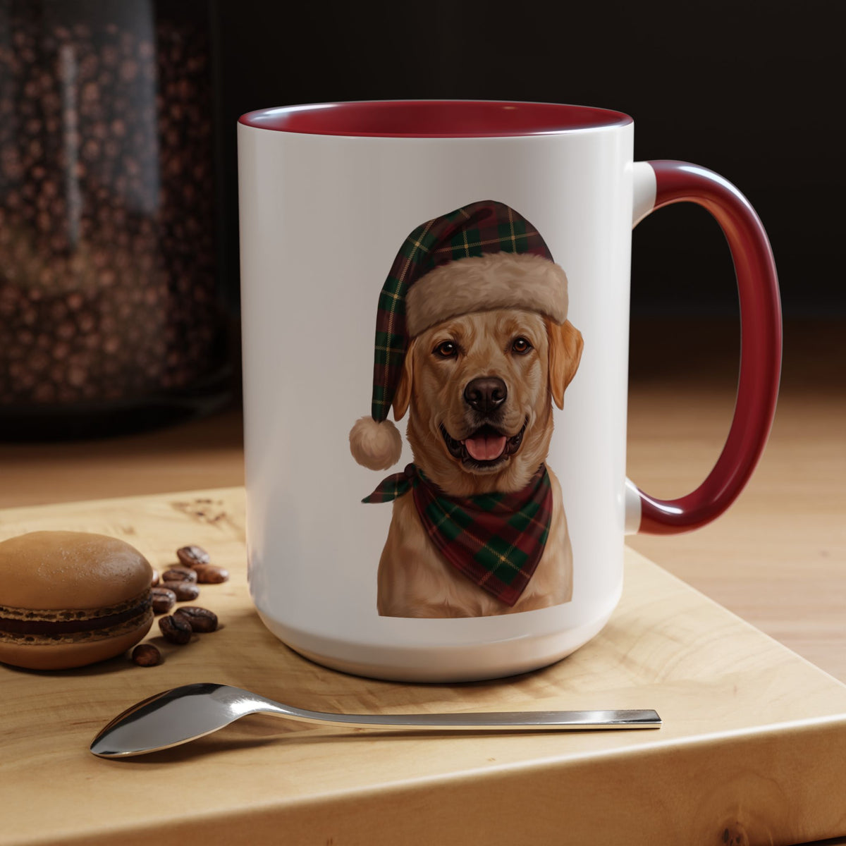 Yellow Lab Holiday Mug | Maroon | 15oz