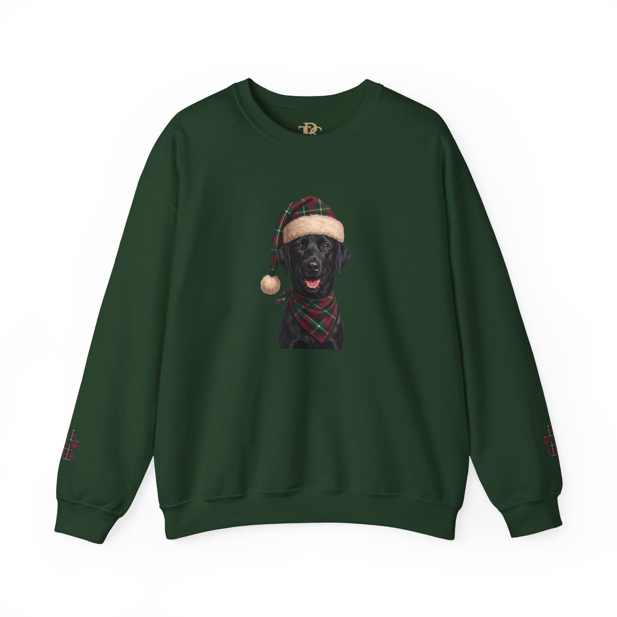 Black Labrador Holiday Portrait Sweatshirt | Forest Green | Garnet