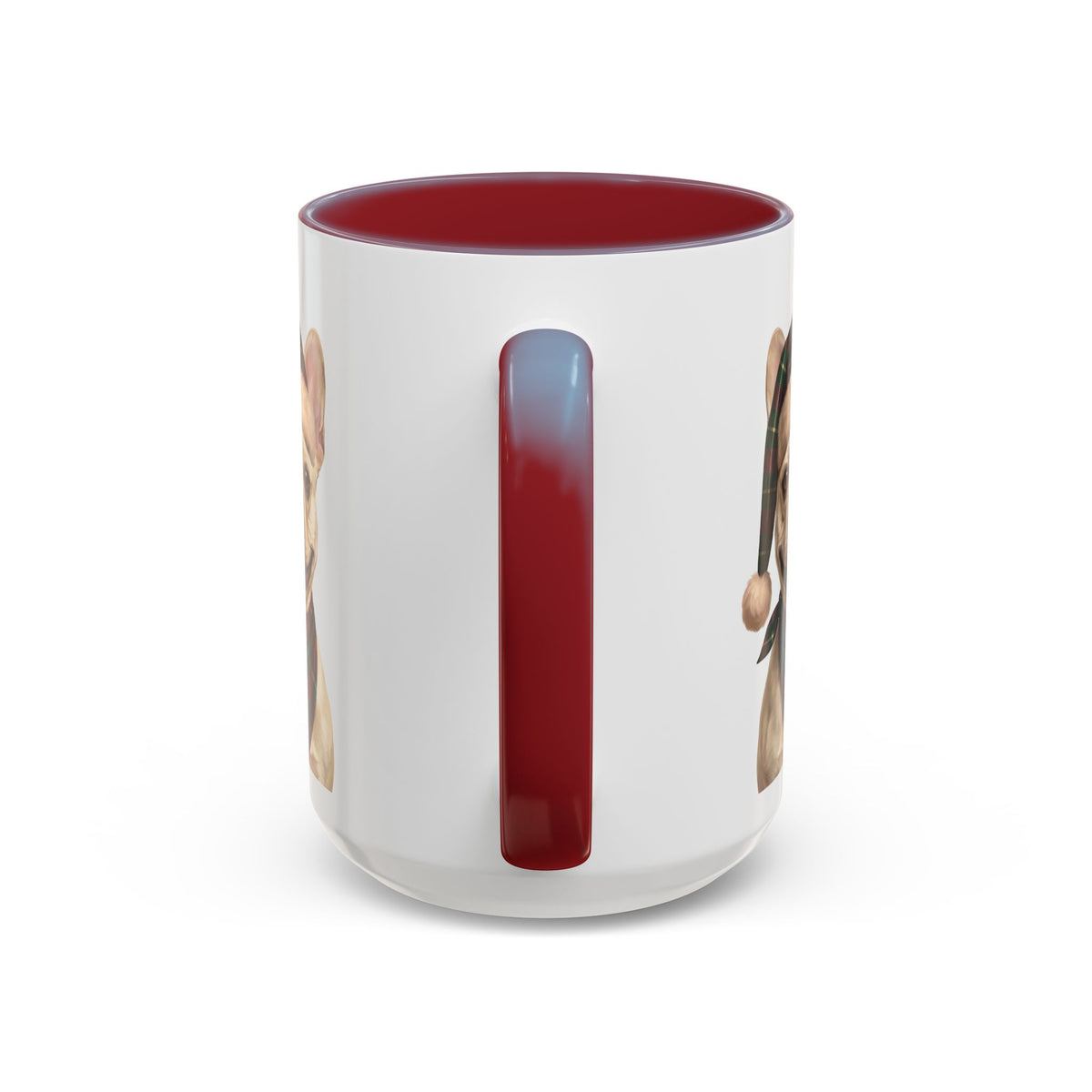 Cream Frenchie Holiday Mug | Maroon | 15oz