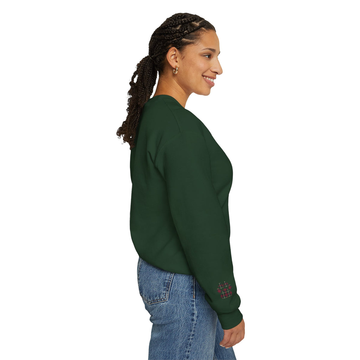 Golden Retriever Holiday Portrait Sweatshirt | Forest Green | Garnet