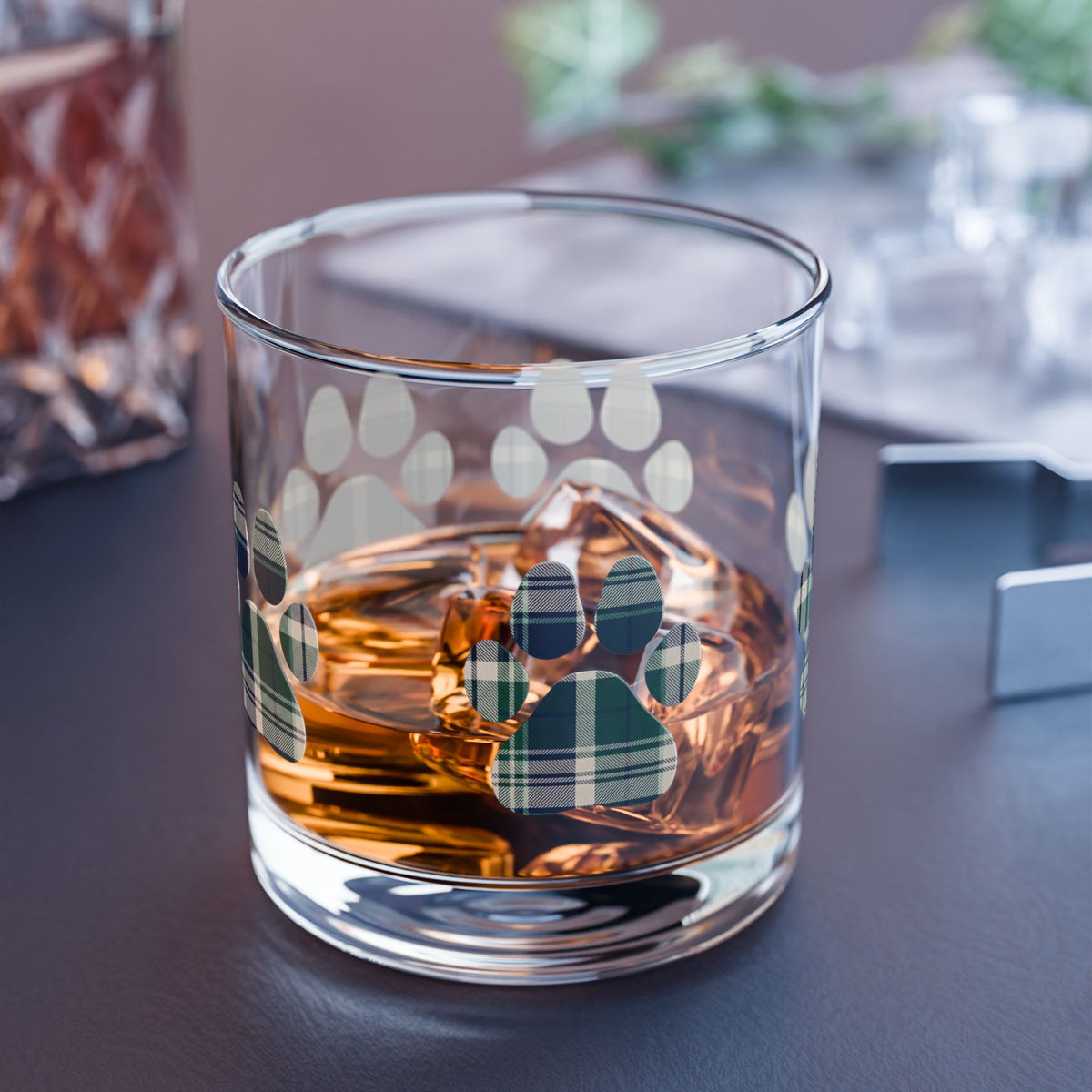 Paw Print Rocks Glass | Navy & Forest | Country Estate Collection