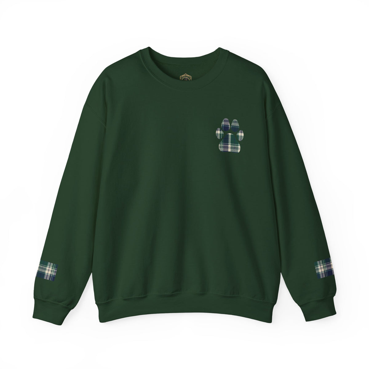 Plaid Paw Print Sweatshirt | Forest | Country Estate Collection