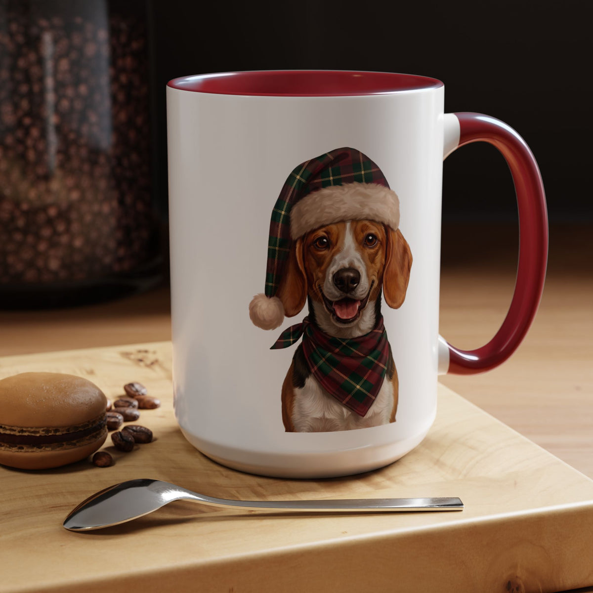 Beagle Holiday Mug | Maroon | 15oz