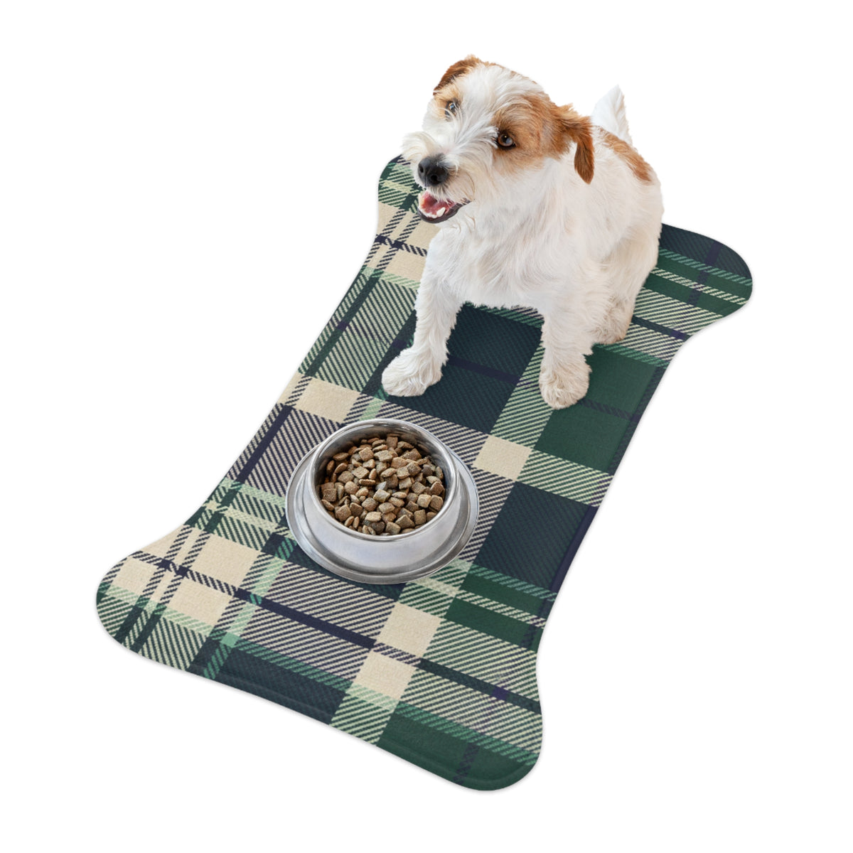 Country Estate Collection Plaid Feeding Mat | Forest & Navy