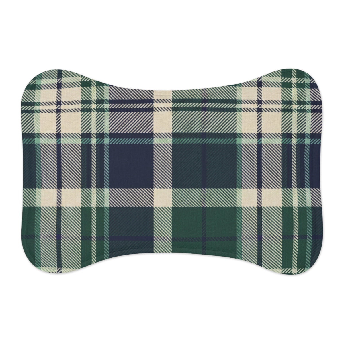 Country Estate Collection Plaid Feeding Mat | Forest & Navy