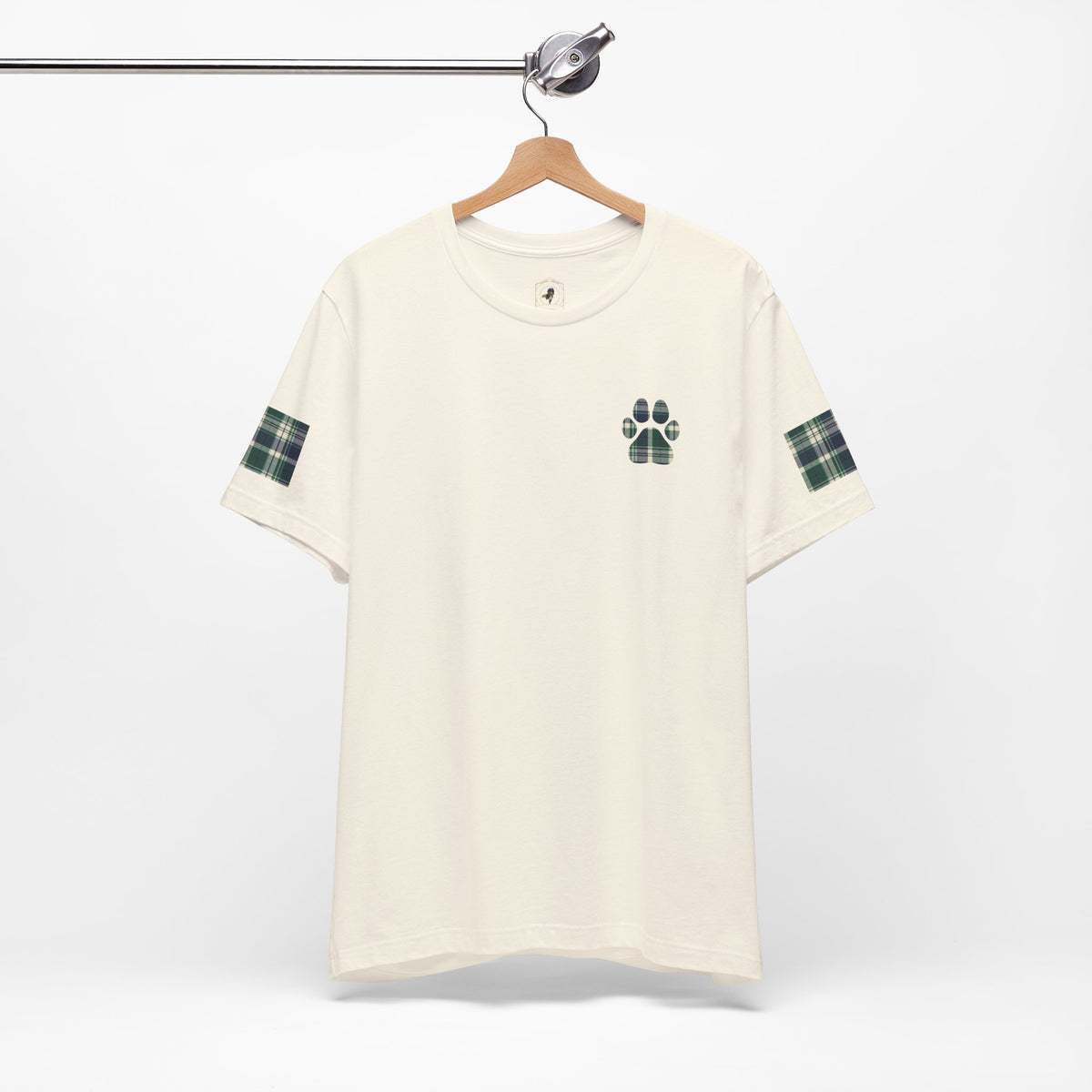 Country Estate Plaid Paw Print Tee | Navy and Natural