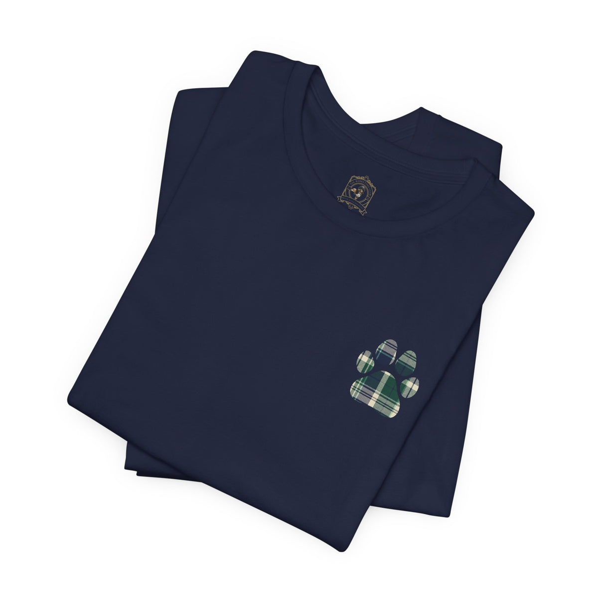 Country Estate Plaid Paw Print Tee | Navy and Natural