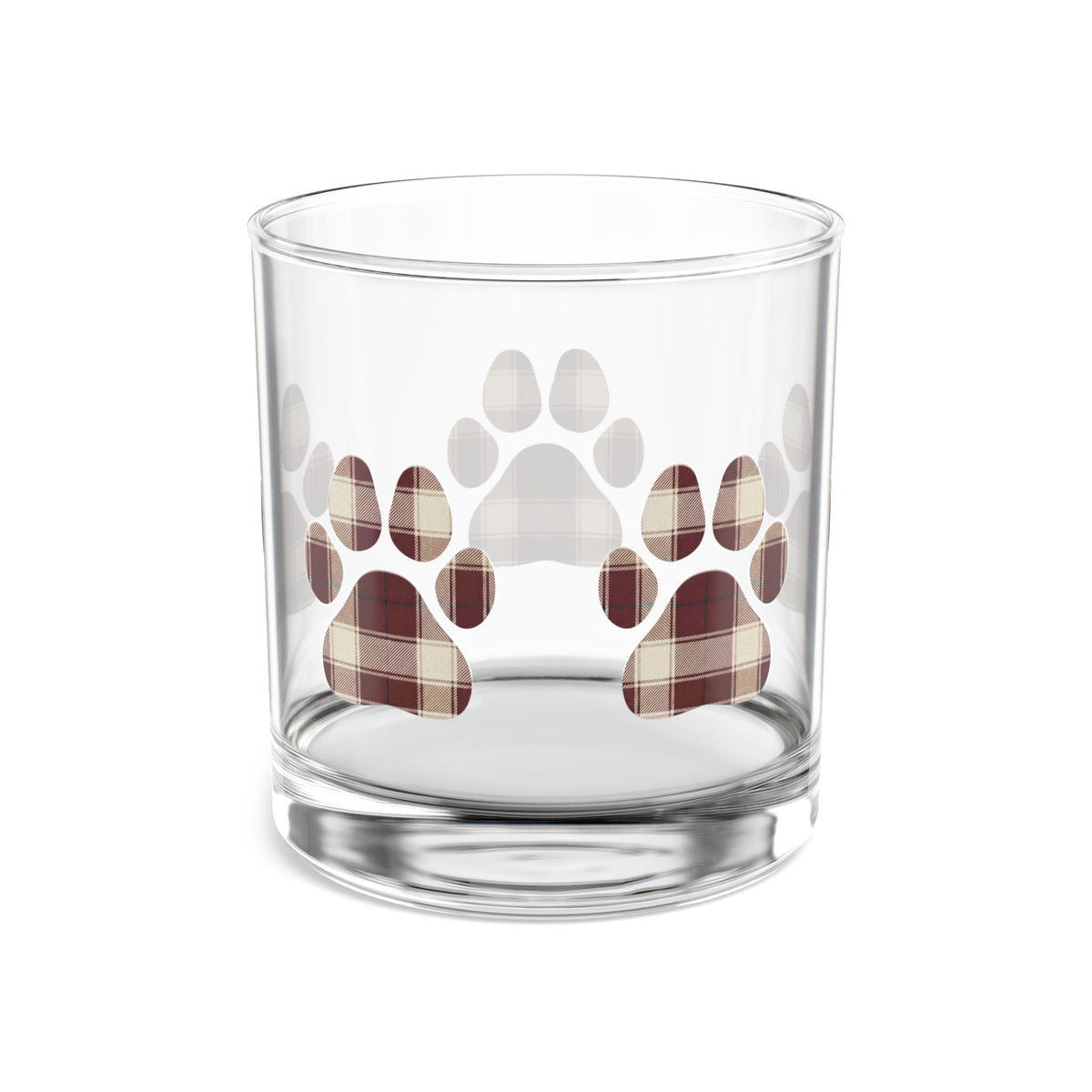 Paw Print Rocks Glass | Maroon | Country Estate Collection