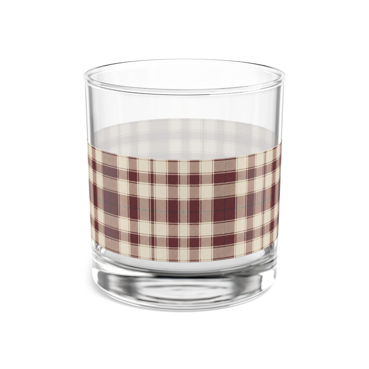 Plaid Rocks Glass | Maroon | Country Estate Collection
