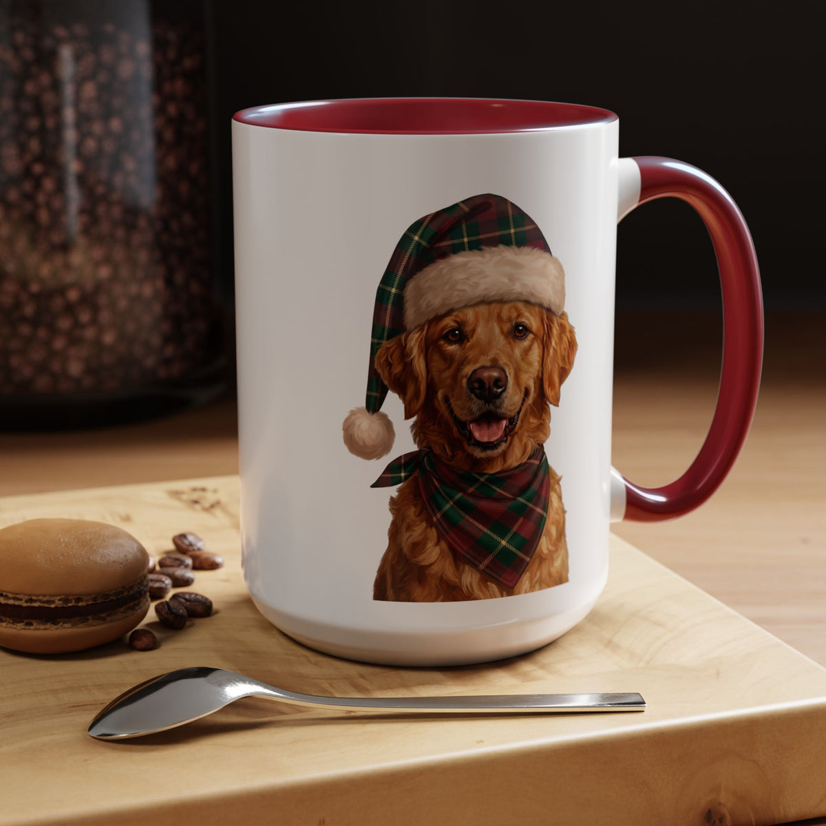 Golden Retriever Holiday Mug | Maroon | 15oz