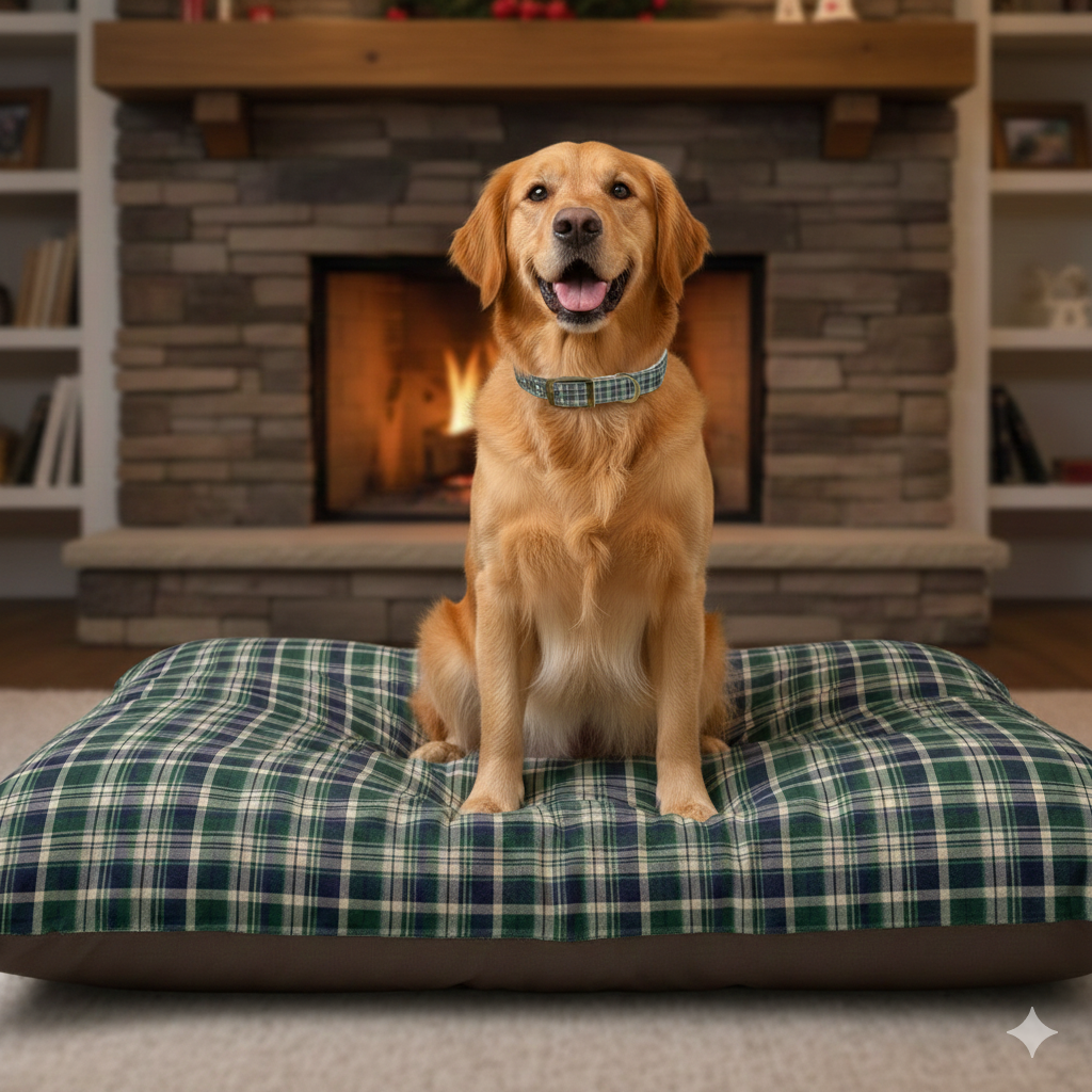 Plaid Dog Bed | Navy | Country Estate Collection