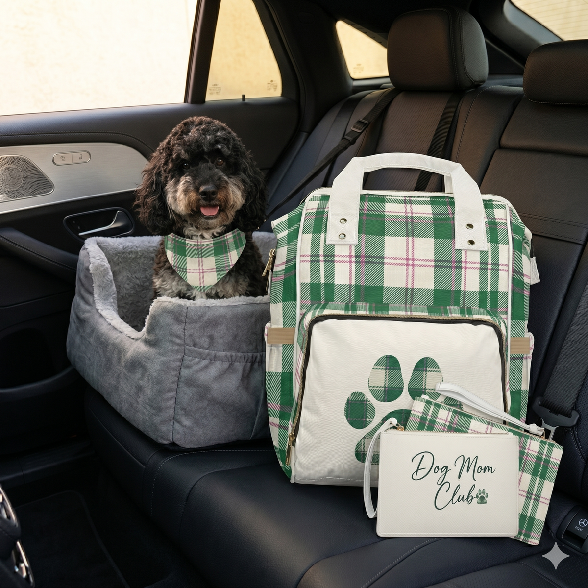 The Dog Mom Club Tartan Backpack