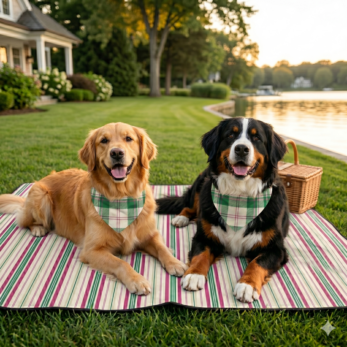 The Dog Mom Club Colonial Stripe Picnic Blanket