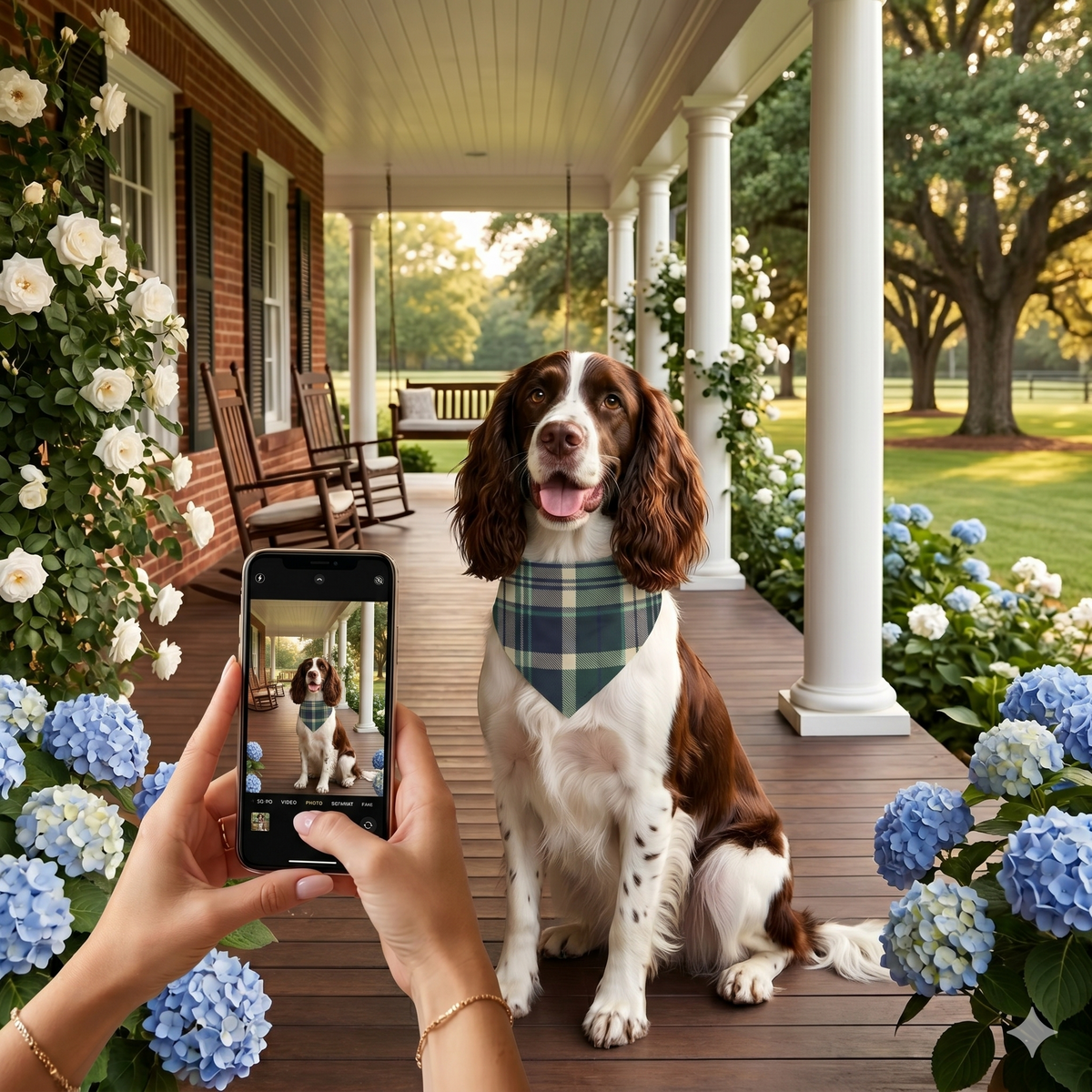 The Country Estate Navy & Green Plaid Clip On Bandana
