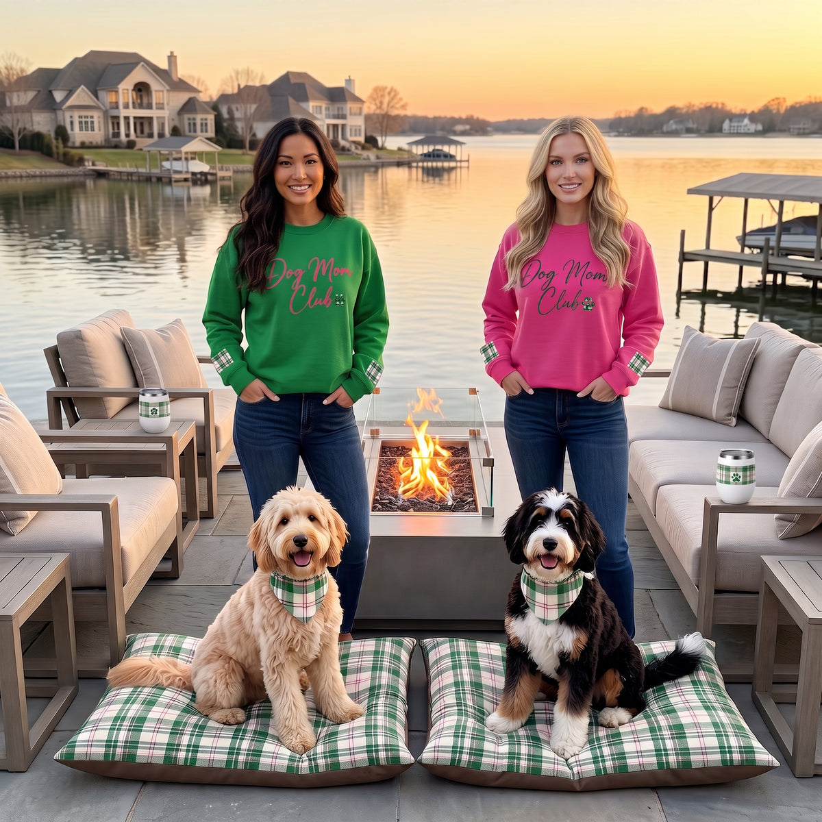 The Dog Mom Club Crewneck Sweatshirt | Kelly Green | Pink