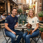 Country Estate Plaid Paw Print Tee | Navy and Natural