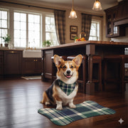 Country Estate Collection Plaid Feeding Mat | Forest & Navy