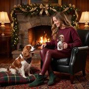 Cavalier King Charles Spaniel Holiday Portrait Sweatshirt | Forest Green | Garnet
