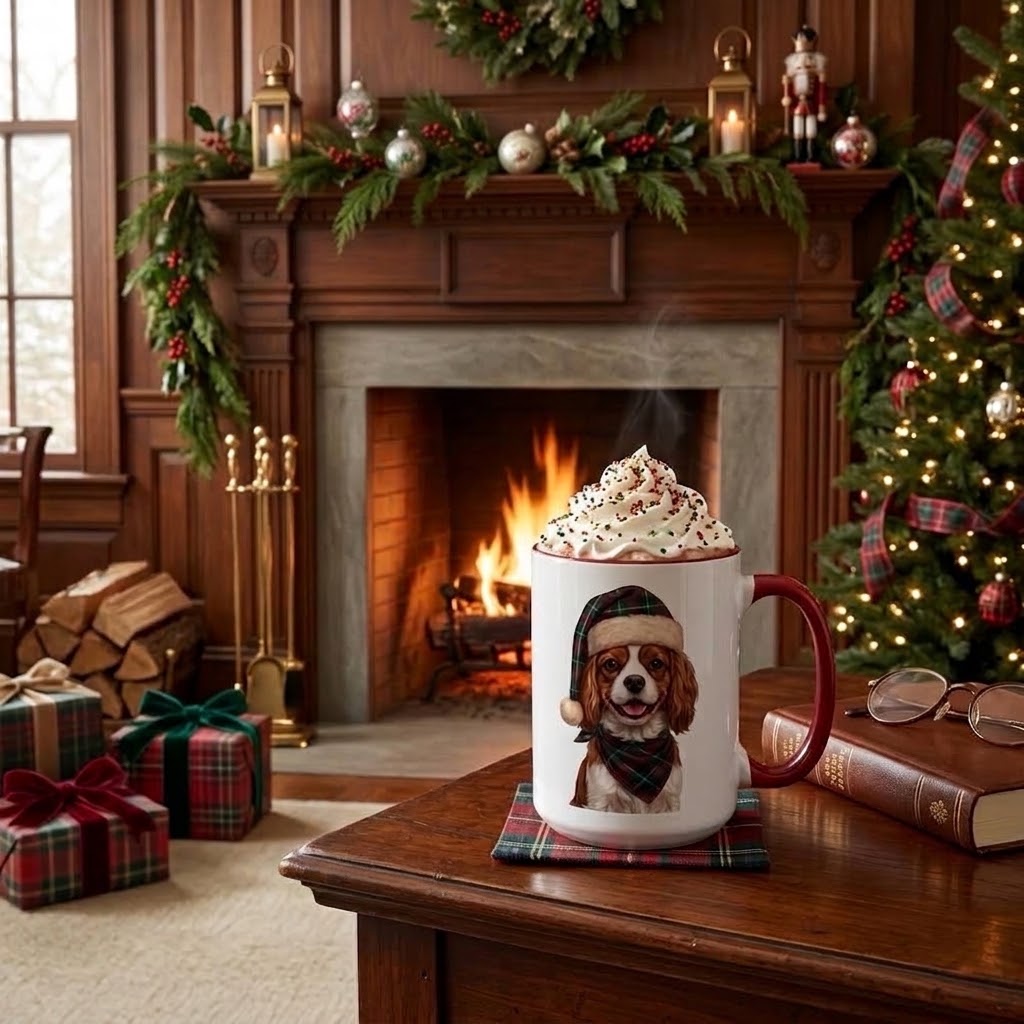 Cavalier King Charles Holiday Mug | Maroon | 15oz