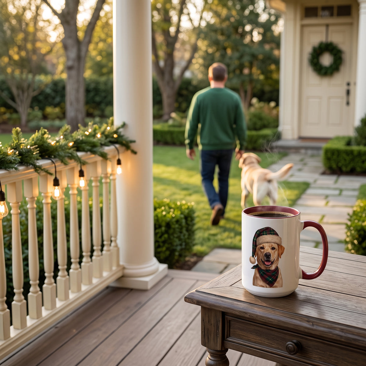 Yellow Lab Holiday Mug | Maroon | 15oz