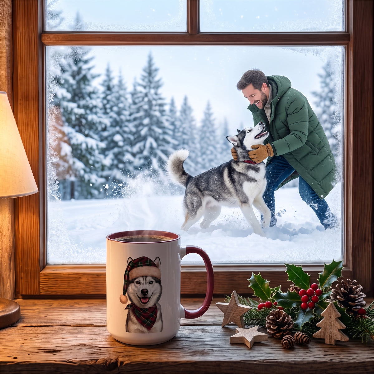 Husky Holiday Mug | Maroon | 15oz