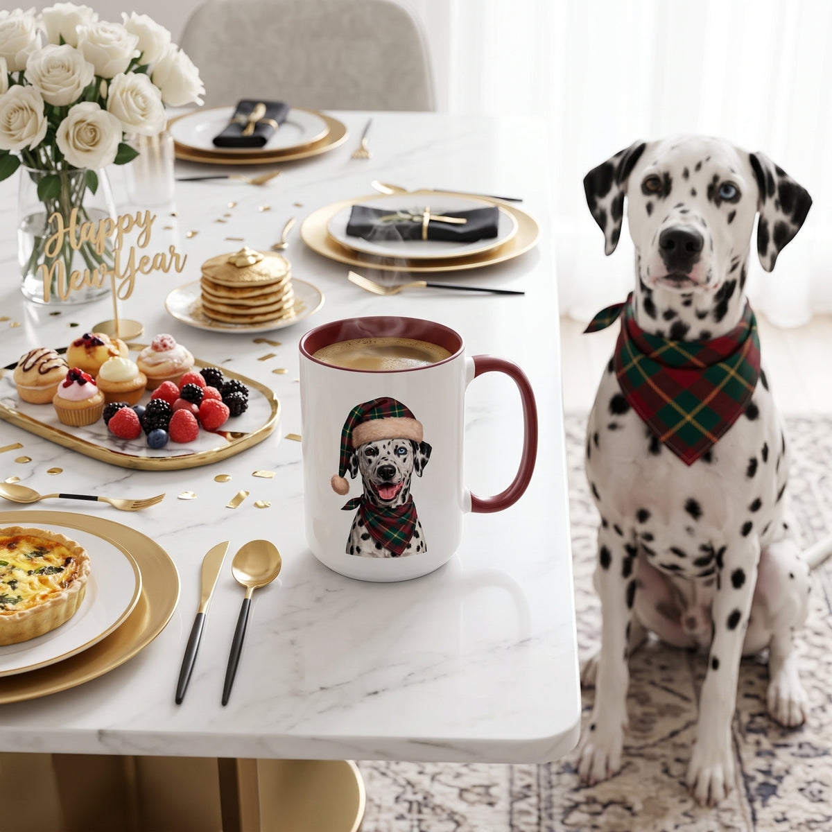 Dalmatian Holiday Mug | Maroon | 15oz