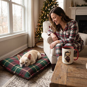 Cream Frenchie Holiday Mug | Maroon | 15oz