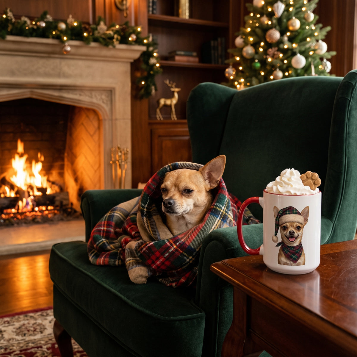 Chihuahua Holiday Mug | Maroon | 15oz