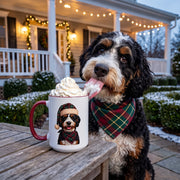 Bernedoodle Holiday Mug | Maroon | 15oz