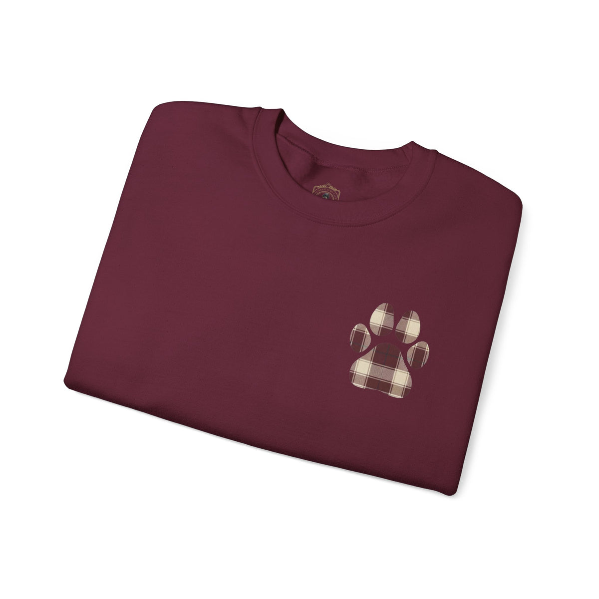 Plaid Paw Print Sweatshirt | Maroon | Country Estate Collection
