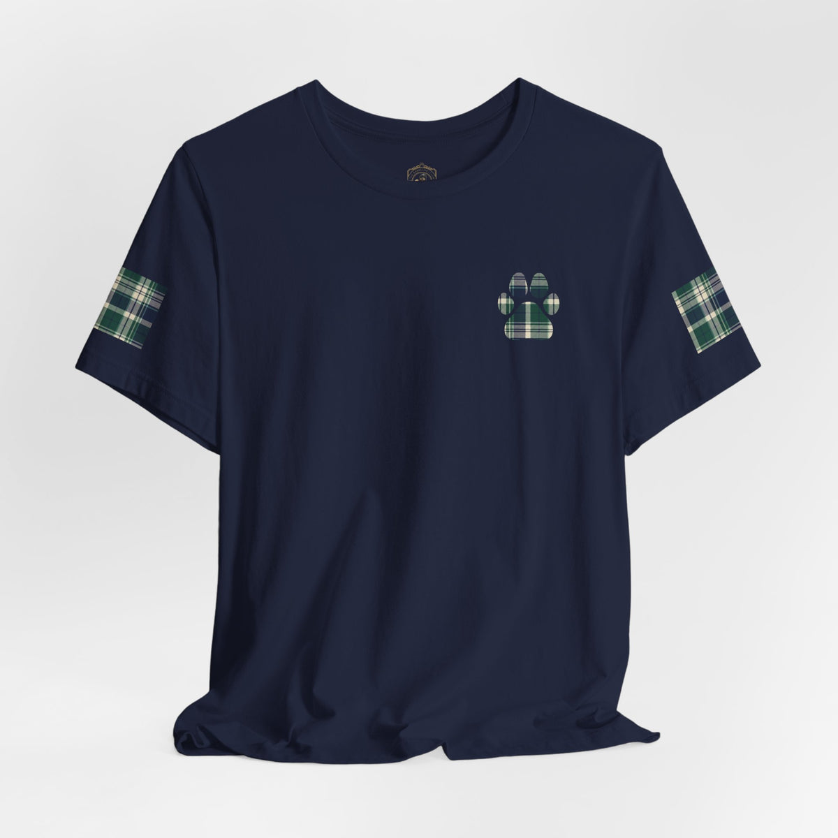 Country Estate Plaid Paw Print Tee | Navy and Natural