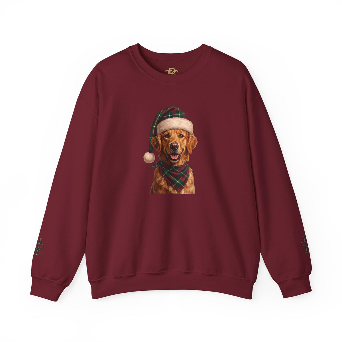 Golden Retriever Holiday Portrait Sweatshirt | Forest Green | Garnet