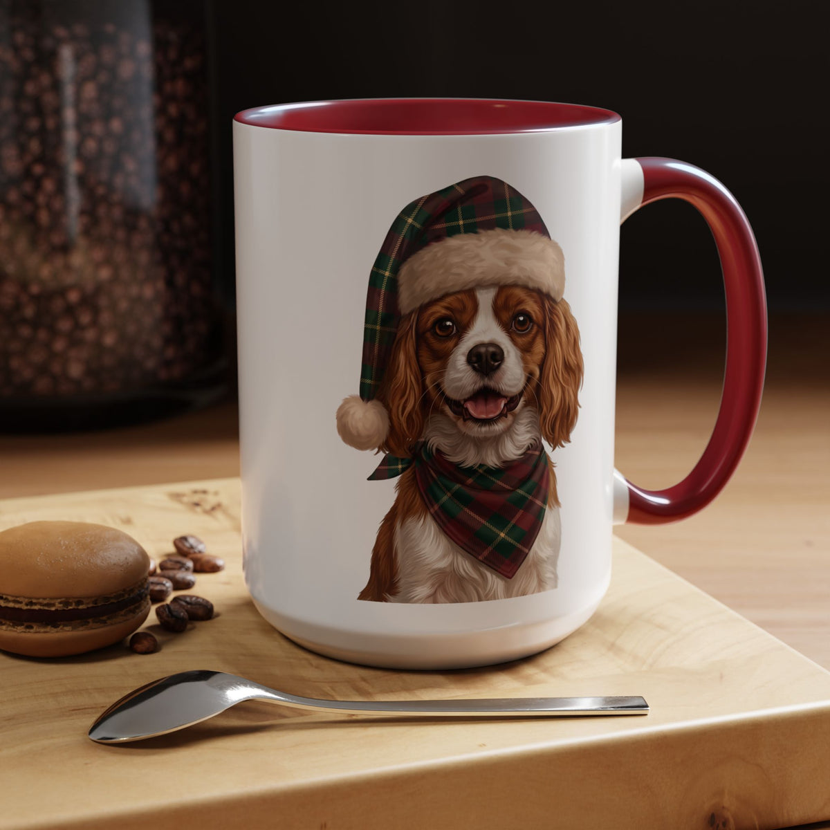 Cavalier King Charles Holiday Mug | Maroon | 15oz