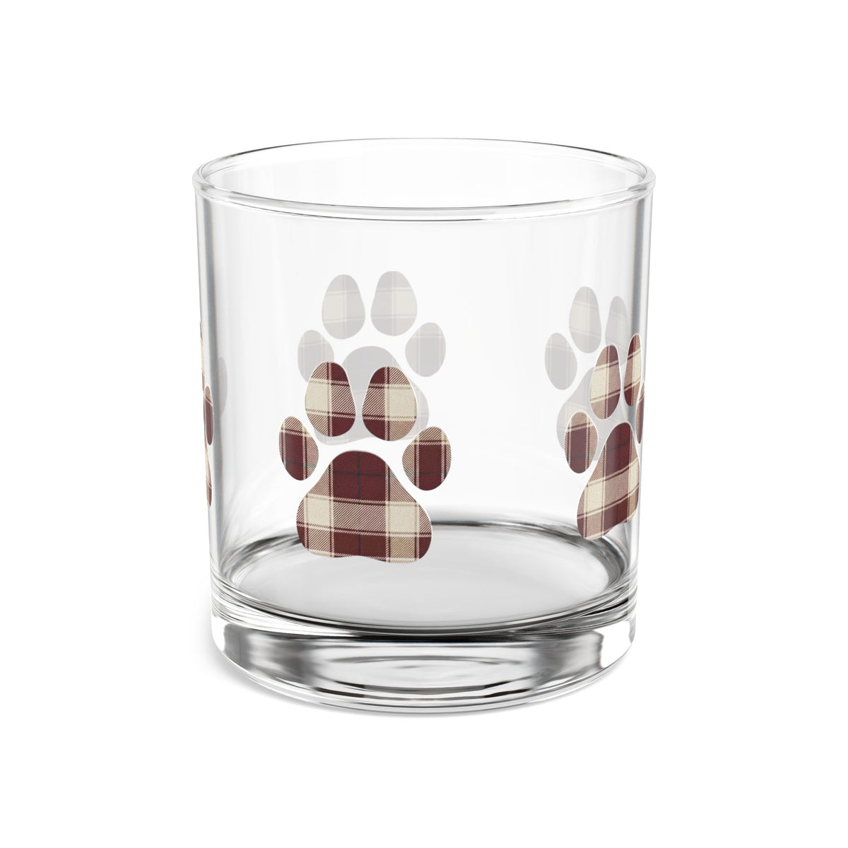 Paw Print Rocks Glass | Maroon | Country Estate Collection