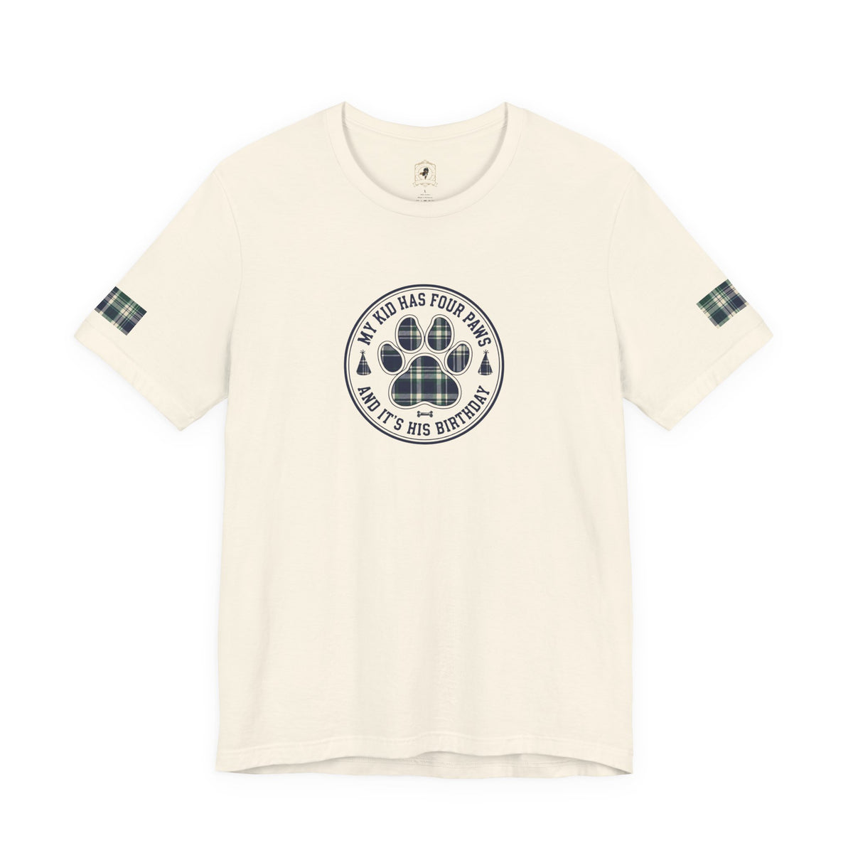 My Kid Has Four Paws And It's His Birthday  | Natural & Navy Plaid