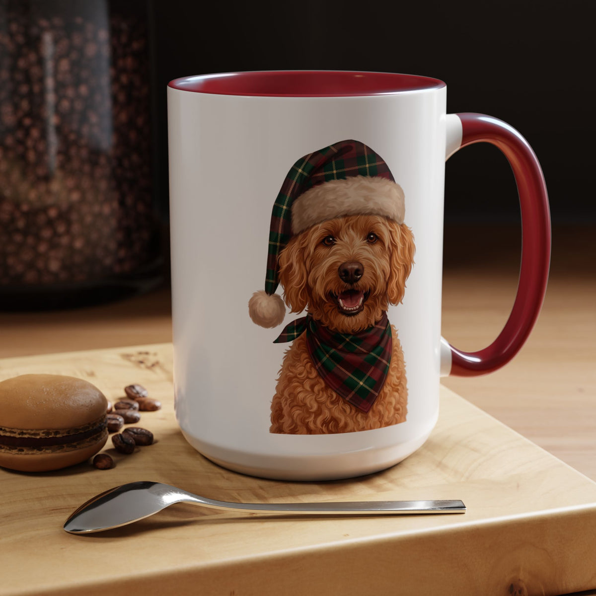 Goldendoodle Holiday Mug | Maroon | 15oz